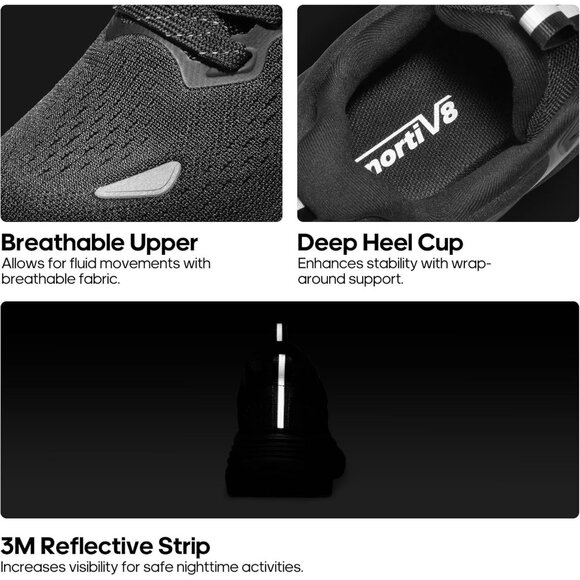 Nortiv 8 Women's All Black Walking Shoes Cushioned Non-Slip Breathable Sneakers - Picture 7 of 9